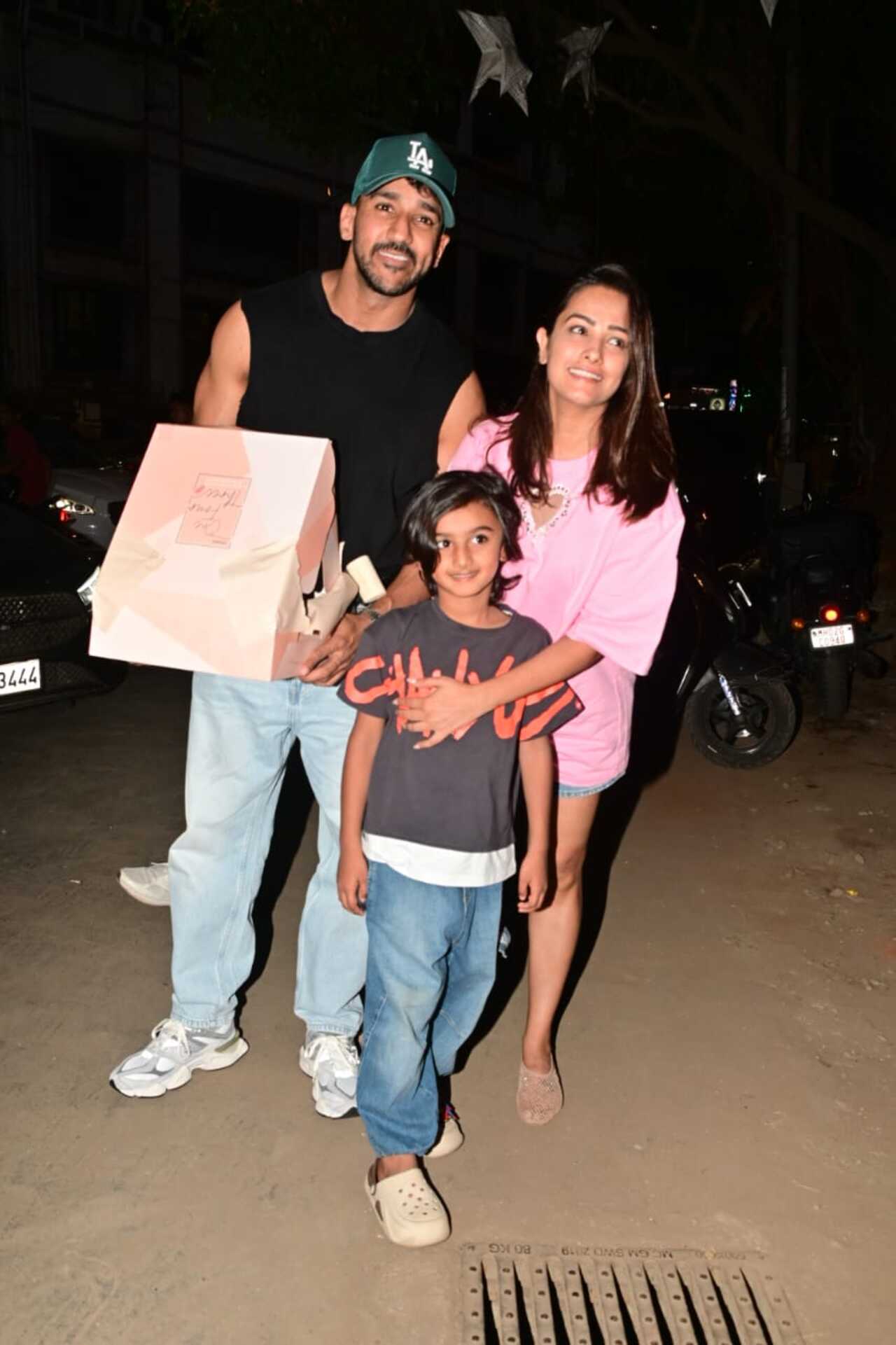 Anita Hassanandani was spotted with her husband, Rohit Reddy and son, Aarav Reddy, arriving at a restaurant in the city.